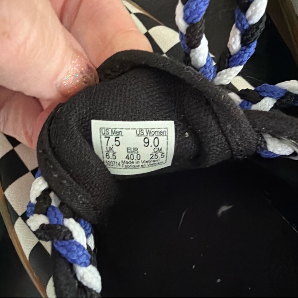 Vans Black and White Checkerboard Sneakers with Gum Sole - Picture 2 of 7